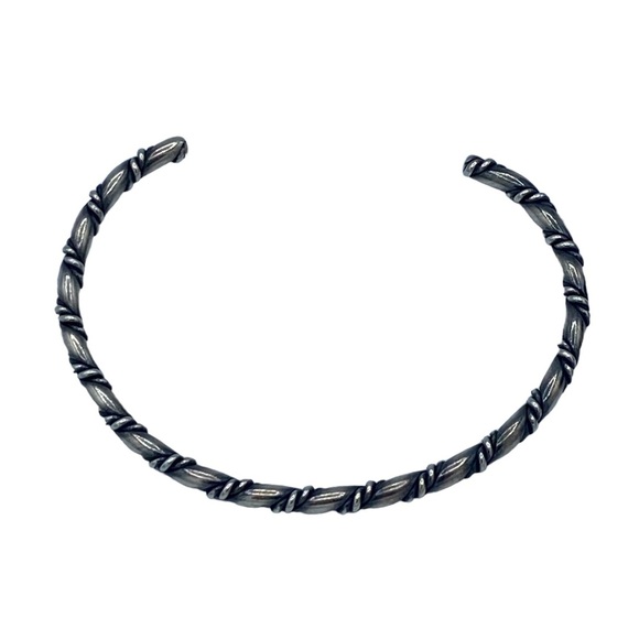 Sterling silver 925 bangle cuff twisted braid 6.5” wrist NA Native American - Picture 1 of 9